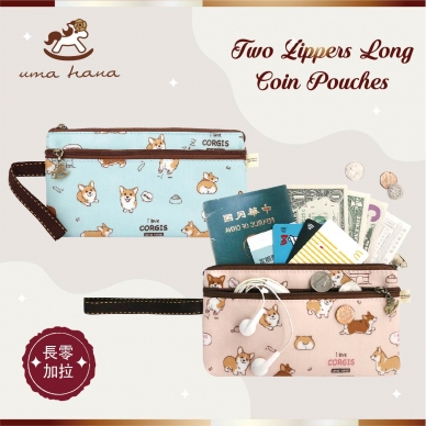 C11 Two Zippers Long Coin Pouches